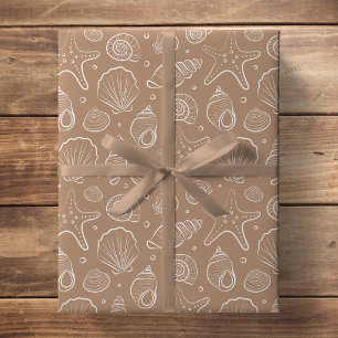 Muschel Küsten Nautilus Boho Strand Neutral Beige Geschenkpapier