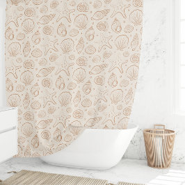 Muschel Küsten Nautilus Boho Strand Neutral Creme Duschvorhang