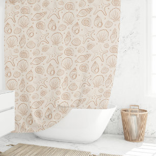 Muschel Küsten Nautilus Boho Strand Neutral Creme Duschvorhang