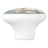 Muschel Lantern Window Segelboot am Strand Aquarel Keramikknauf (Seitenansicht)