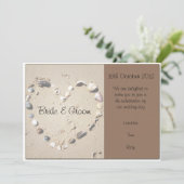 Muschel Liebe Herzbraun Hochzeit Einladung (Stehend Vorderseite)