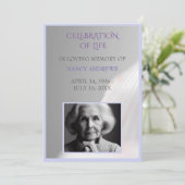 Muschel Lila Beerdigungsfeier Einladung (Stehend Vorderseite)