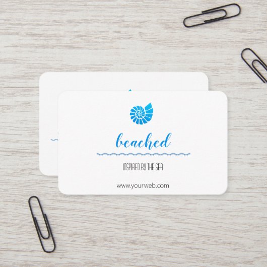 Muschel Logo Beach Theme Business Card Visitenkarte (Vorderseite/Rückseite Beispiel)