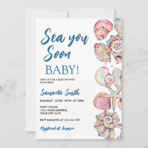 Muschel Meer Sie bald Baby Shower Einladung