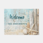 Muschel mit Seestern und Sand am Strand Fußmatte (Vorderseite)