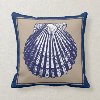 Muschel Nautical Blue und Sand Scallop Pillow Kissen
