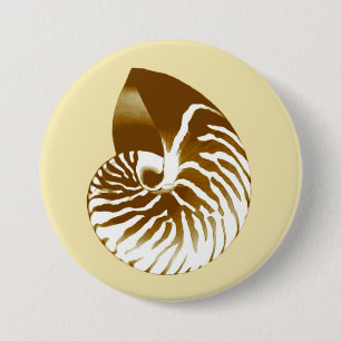 Muschel Nautilus - braun, weiß und beige Button