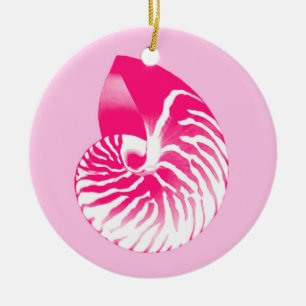 Muschel Nautilus - fuchsienrosa und weiß Keramikornament