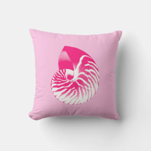 Muschel Nautilus - fuchsienrosa und weiß Kissen