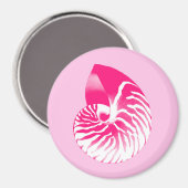 Muschel Nautilus - fuchsienrosa und weiß Magnet (Vorderseite/Rückseite)