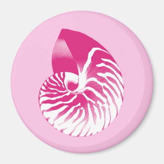Muschel Nautilus - fuchsienrosa und weiß Magnet (Vorne)
