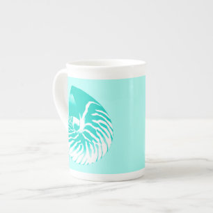 Muschel Nautilus - Türkis, Aqua und Weiß Porzellantasse