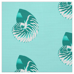 Muschel Nautilus - Türkis, Aqua und Weiß Stoff
