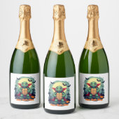 Muschel-o-Ween Turtle Schaumweinetikett (Flaschen)