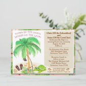 Muschel Palm Tree Sea Floral Wedding Einladung (Stehend Vorderseite)