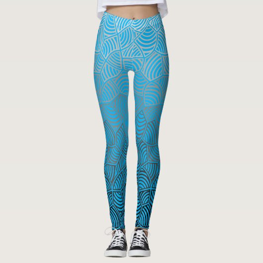 Muschel pattern.04.w Blauer BG Leggings (Vorderseite)