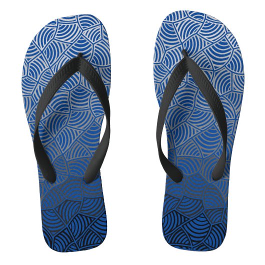 Muschel pattern.04.w DBlue BG Badesandalen (Fußbett)