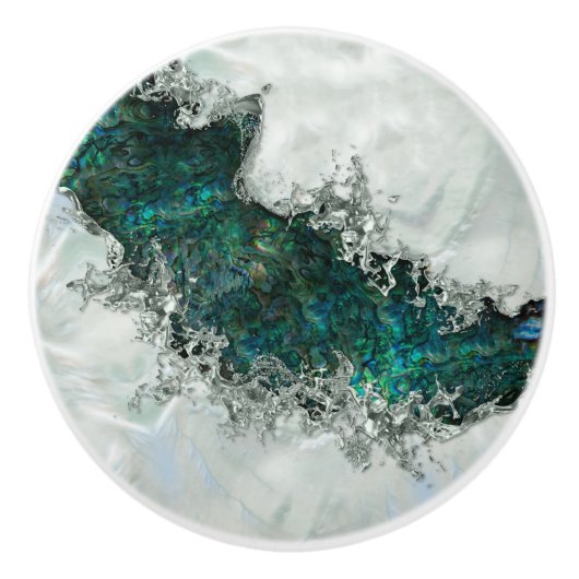 Muschel Perl und Silber 1 Keramikknauf (Vorderseite)