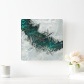 Muschel Perl und Silber 1 Quadratische Wanduhr (Zuhause)