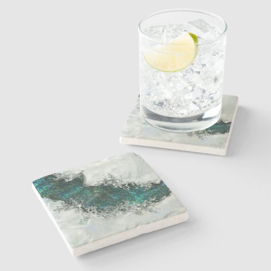 Muschel Perl und Silber 1 Steinuntersetzer (Seitenansicht)