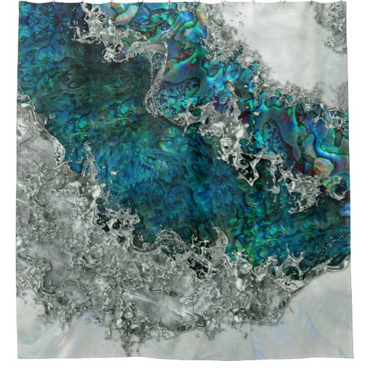 Muschel Perl und Silber 2 Duschvorhang (Vorderseite)