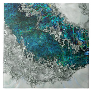 Muschel Perl und Silber 2 Fliese