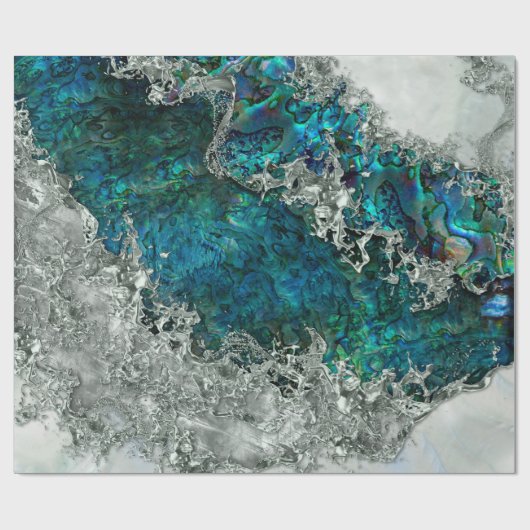 Muschel Perl und Silber 2 Geschenkpapier (Flach)