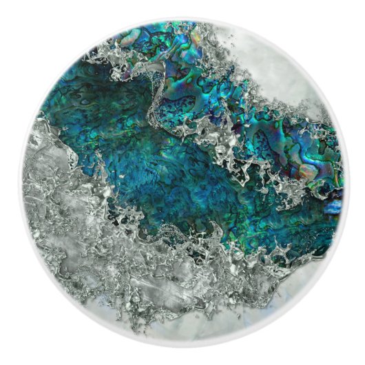 Muschel Perl und Silber 2 Keramikknauf (Vorderseite)