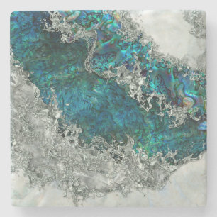 Muschel Perl und Silber 2 Steinuntersetzer