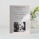 Muschel Pink Beerdigung Gedenkfeier Einladung (Stehend Vorderseite)