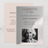 Muschel Pink Beerdigung Gedenkfeier Einladung (Vorne/Hinten)