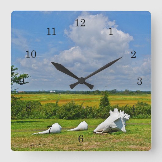 Muschel Quadratische Wanduhr (Vorderseite)