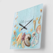 Muschel Quadratische Wanduhr (Winkel)