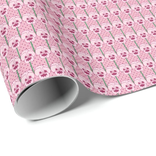 Muschel Rosa Stiefmütterchen - Retro-Tapete-Muster Geschenkpapier (Rolleneckpunkt)