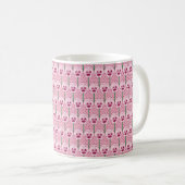 Muschel Rosa Stiefmütterchen - Retro-Tapete-Muster Kaffeetasse (VorderseiteRechts)