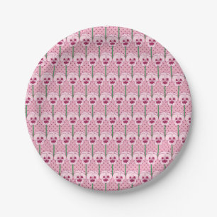 Muschel Rosa Stiefmütterchen - Retro-Tapete-Muster Pappteller