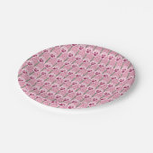 Muschel Rosa Stiefmütterchen - Retro-Tapete-Muster Pappteller (Schrägansicht)