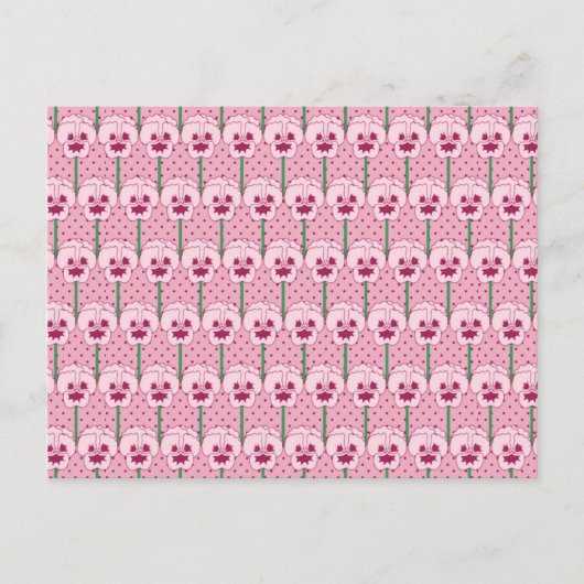Muschel Rosa Stiefmütterchen - Retro-Tapete-Muster Postkarte (Vorderseite)