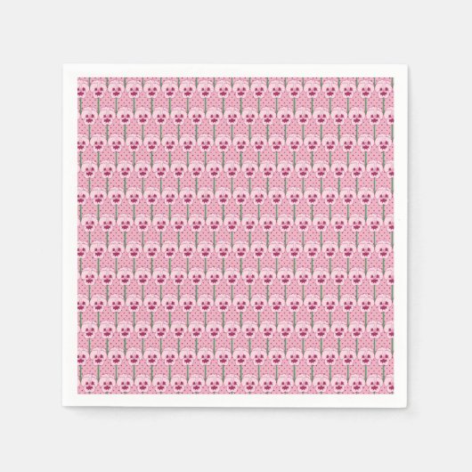 Muschel Rosa Stiefmütterchen - Retro-Tapete-Muster Serviette (Vorderseite)