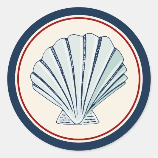 Muschel Runder Aufkleber (Vorderseite)