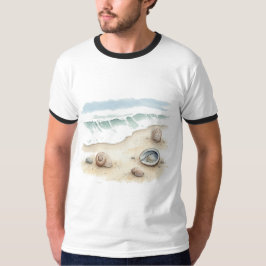 Muschel & Sand – Wasserfarbe Strand Tot Männer T-S T-Shirt