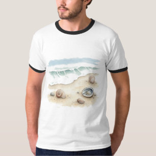 Muschel & Sand – Wasserfarbe Strand Tot Männer T-S T-Shirt