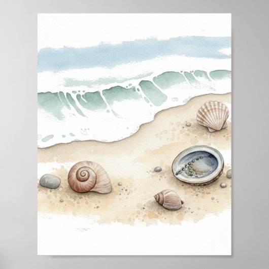 Muschel & Sand – Wasserposter-Papier (Halbglanz) Poster (Vorne)