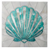 Muschel Scallop - Aquamarine und Perle Fliese (Vorderseite)