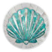 Muschel Scallop - Aquamarine und Perle Keramikknauf (Vorderseite)