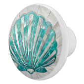 Muschel Scallop - Aquamarine und Perle Keramikknauf (Rechts)
