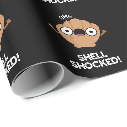 Muschel schockiert Funny Seashell Pun Dark BG Geschenkpapier (Rolleneckpunkt)