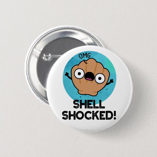 Muschel schockiert lustigen Seashell Pub Button (Vorne & Hinten)