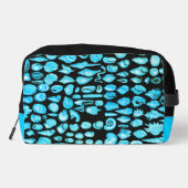 Muschel - Schwarzer Splash - Aqua Blue Toilettenbe Waschbeutel (Rückseite)