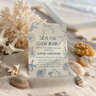 Muschel „Sea You Soon Baby“ Maritime Babyparty Einladung